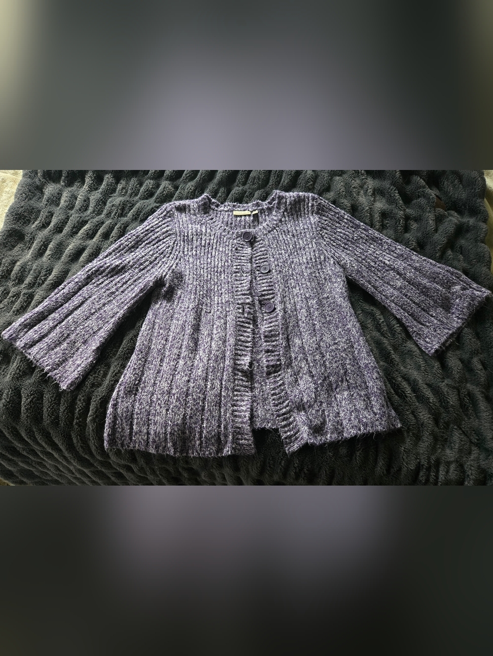 Croft & Barrow Chunky Ribbed Button-Front Cardigan - Purple